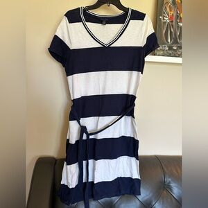 Tommy Hilfiger Navy and White Striped Top
